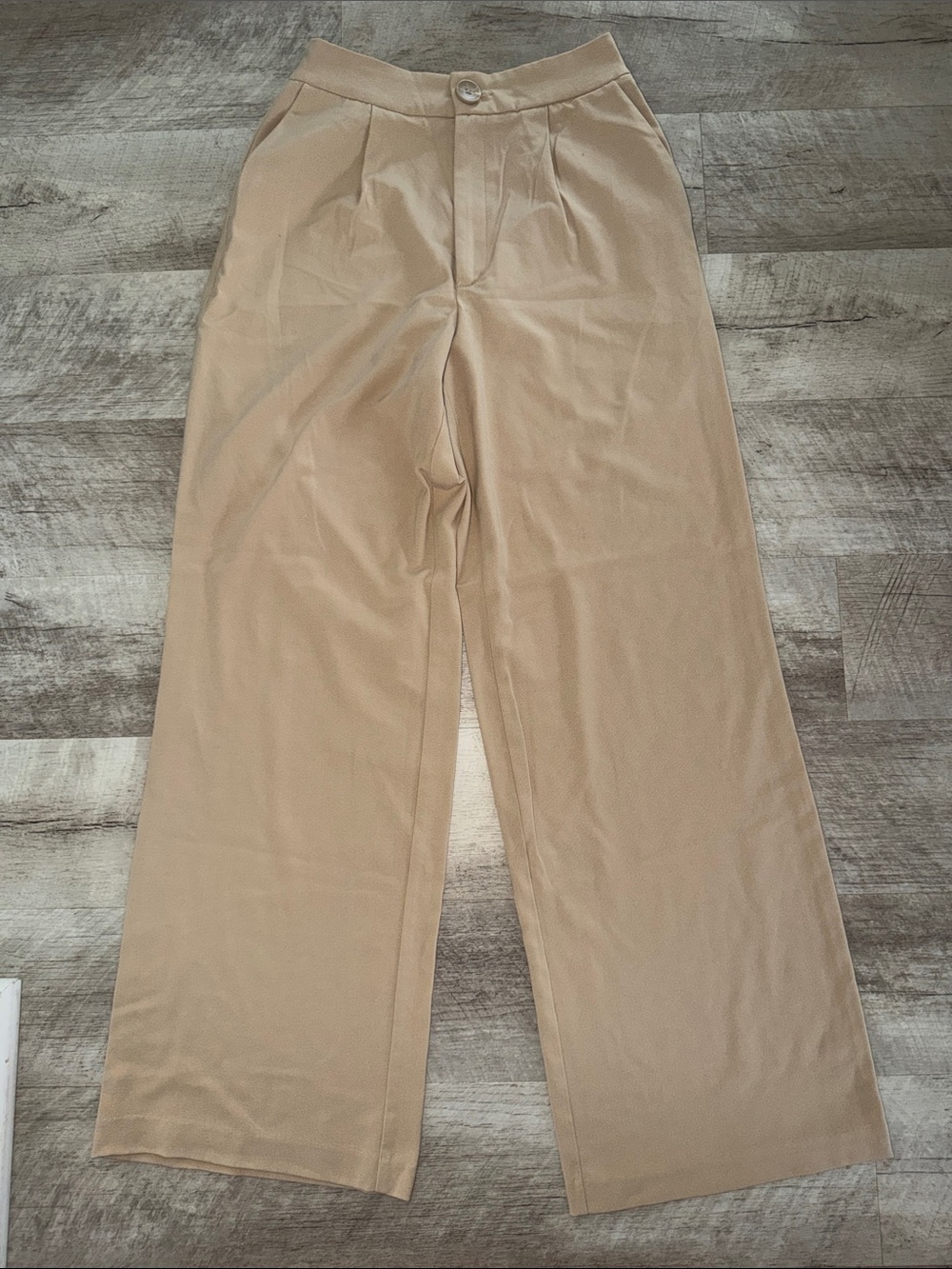 stradivarius Tan Wide-Leg Trousers